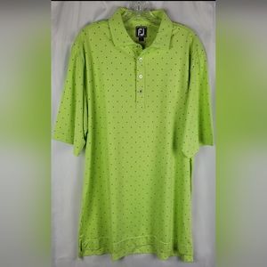 FootJoy FJ Athletic Fit End On End Lisle Print Lime Golf Polo Shirt Mens Size XL